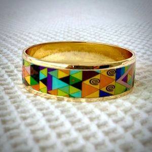 Gold bangle with Multi-color pattern